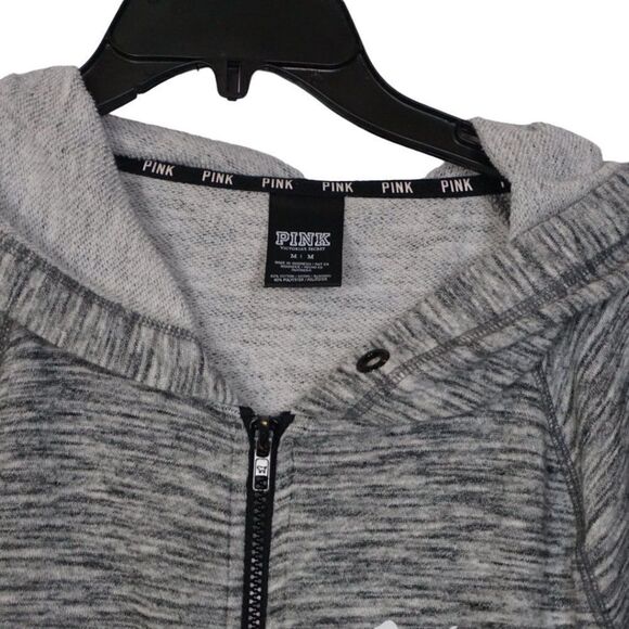 PINK Victoria's Secret Gray and Black Hooded Jacket, Medium - Picture 3 of 5